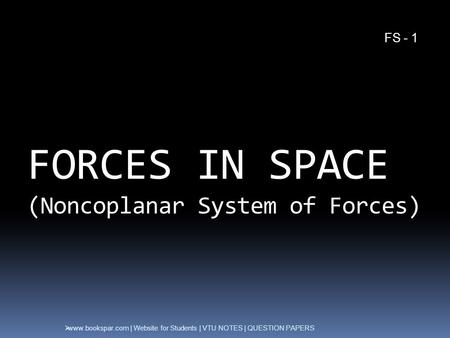 FORCES IN SPACE (Noncoplanar System of Forces)