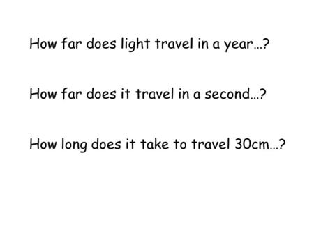How far does light travel in a year…?