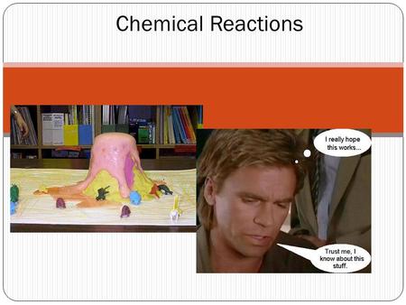 Chemical Reactions. Types of Reactions There are five types of chemical reactions we will talk about: 1. 2. 3. 4. 5. You need to be able to identify the.