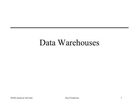 1 Data Warehouses BUAD/American University Data Warehouses.