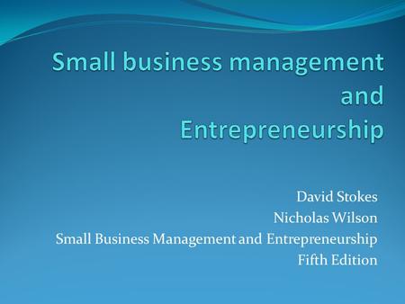 Small business management and Entrepreneurship