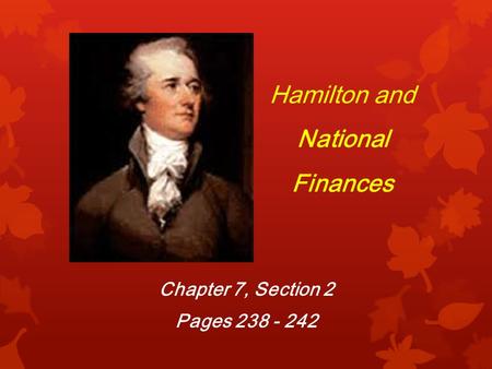 Hamilton and National Finances