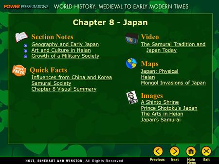 Chapter 8 - Japan Section Notes Video Maps Quick Facts Images