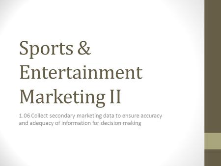 Sports & Entertainment Marketing II