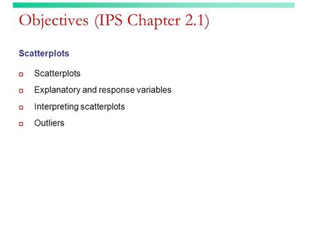 Objectives (IPS Chapter 2.1)