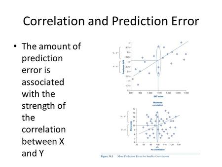 Correlation and Prediction Error The amount of prediction error is associated with the strength of the correlation between X and Y.