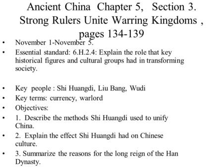 Ancient China Chapter 5, Section 3