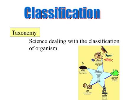 Science dealing with the classification of organism axonomy T.