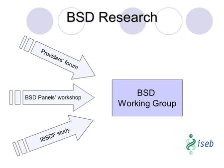 BSD Working Group Providers’ forum BSD Panels’ workshop IBSDF study BSD Research.