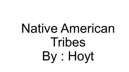 Native American Tribes By : Hoyt