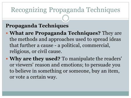 Recognizing Propaganda Techniques