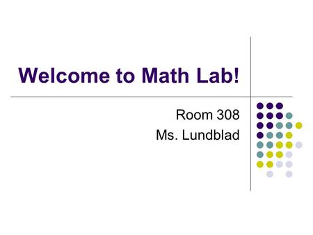 Welcome to Math Lab! Room 308 Ms. Lundblad. What do we do in Math Lab? Participation Group work Application activities Games Quizzes Practice! Practice!