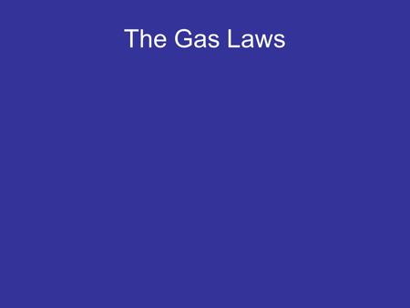 The Gas Laws. Gas Law Calculations Boyle’s Law PV = k Boyle’s Law PV = k Charles’ Law V T Charles’ Law V T Combined Gas Law PV T Combined Gas Law PV T.