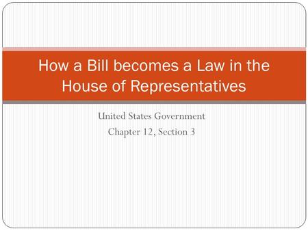 How a Bill becomes a Law in the House of Representatives