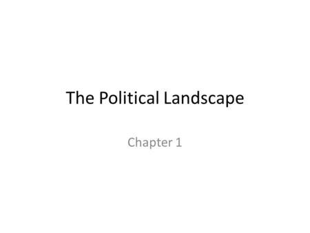 The Political Landscape Chapter 1. Objective Understand how our system of government has evolved Develop a healthy skepticism Question and think about.