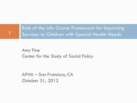 Amy Fine Center for the Study of Social Policy
