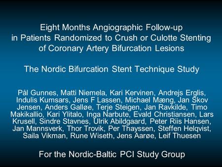 For the Nordic-Baltic PCI Study Group