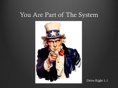 You Are Part of The System Drive Right 1.1. The Highway Transportation System (HTS) Drivers Passengers Pedestrians Cyclists.