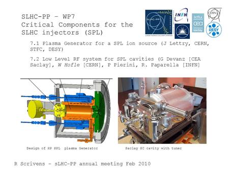 R Scrivens – sLHC-PP annual meeting Feb 2010 SLHC-PP – WP7 Critical Components for the SLHC injectors (SPL) 7.1 Plasma Generator for a SPL ion source (J.