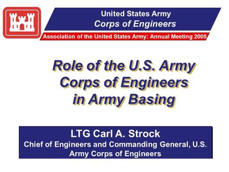 1 ~ Our Army at War – Relevant and Ready ~ USACE 3 October 2005 United States Army Corps of Engineers Association of the United States Army: Annual Meeting.