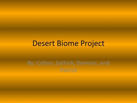 Desert Biome Project By: Colton, Sathivk, Dominic, and Patrick.