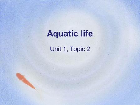 Aquatic life Unit 1, Topic 2. 1 Aquatic habitats Vary in characteristics Streams Rivers Ponds Lakes Vernal pools.