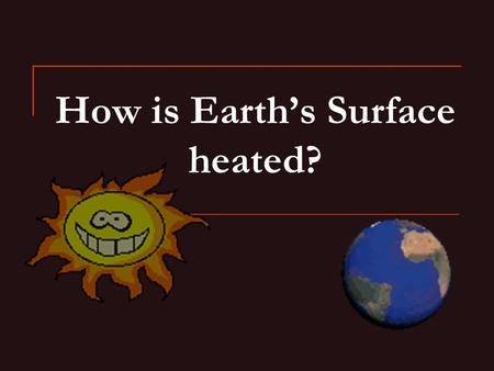 How is Earth’s Surface heated?. Modeling the Absorption of Light… Hypothesize: Which color will be the hottest? 1. Place an aluminum pan under a light.