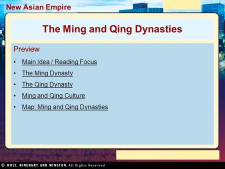 The Ming and Qing Dynasties