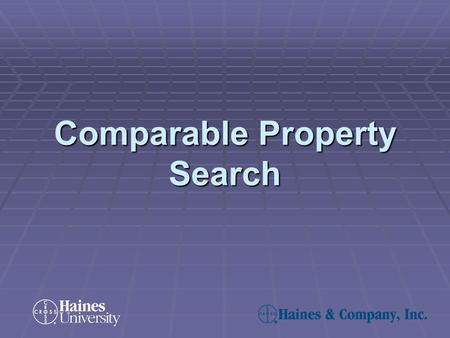 Comparable Property Search. A comp search enables you to search for and find properties similar to a selected property of your choice. This is accomplished.