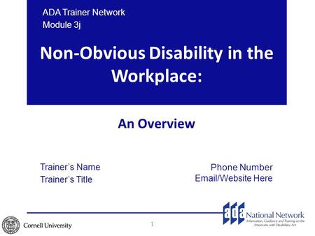 Non-Obvious Disability in the Workplace: