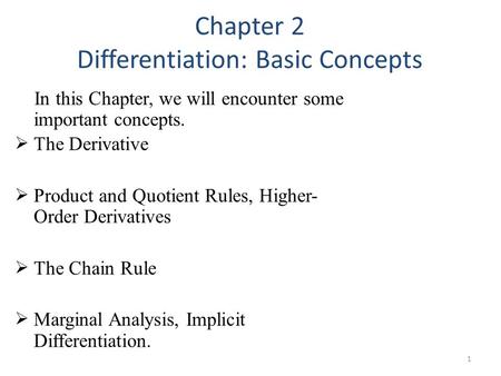 Chapter 2 Differentiation: Basic Concepts