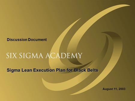 Sigma Lean Execution Plan for Black Belts