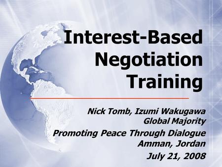 Interest-Based Negotiation Training