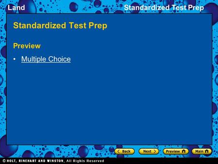 LandStandardized Test Prep Preview Multiple Choice.