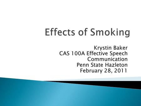 Krystin Baker CAS 100A Effective Speech Communication Penn State Hazleton February 28, 2011.