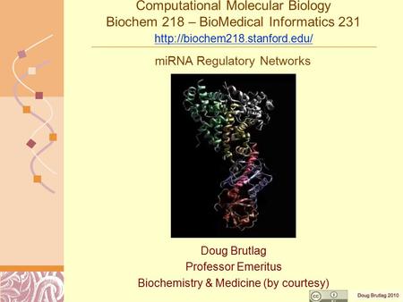 Computational Molecular Biology Biochem 218 – BioMedical Informatics 231   miRNA Regulatory.