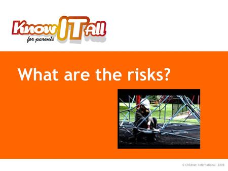 © Childnet International 2008 What are the risks?.