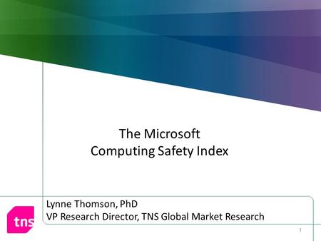 The Microsoft Computing Safety Index 1. Background Microsoft’s objective: Quantify consumer perceptions of Internet safety, security and privacy Construct.