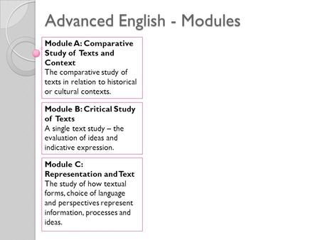 Advanced English - Modules