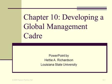 Chapter 10: Developing a Global Management Cadre