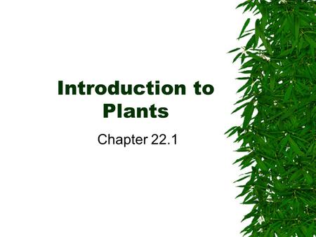 Introduction to Plants Chapter 22.1 Basic Plant Structure.