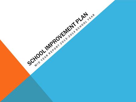 SCHOOL IMPROVEMENT PLAN MID YEAR REPORT 2013-2014 SCHOOL YEAR.