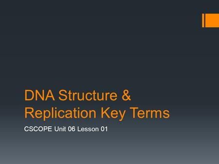 DNA Structure & Replication Key Terms CSCOPE Unit 06 Lesson 01.