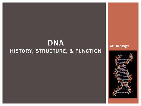 DNA History, Structure, & Function