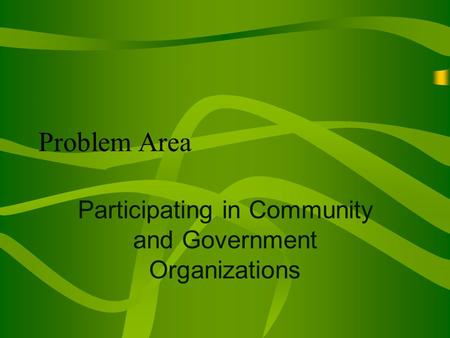 Problem Area Participating in Community and Government Organizations.