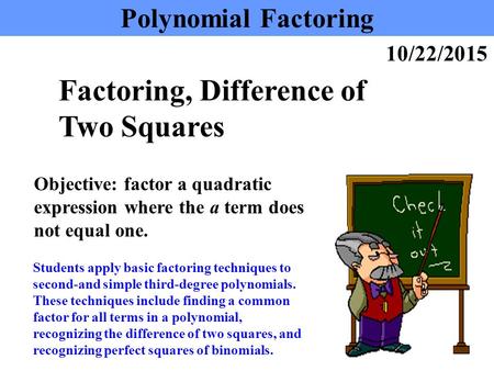 Factoring, Difference of Two Squares