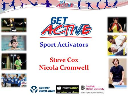 Sport Activators Steve Cox Nicola Cromwell. Workshop Aims Learn about the Get Active Programme What 'Get Active' involves How we are delivering 'Get Active'