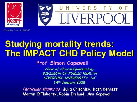 Studying mortality trends: The IMPACT CHD Policy Model
