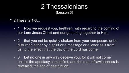 2 Thessalonians (Lesson 3)