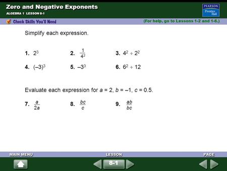 Zero and Negative Exponents